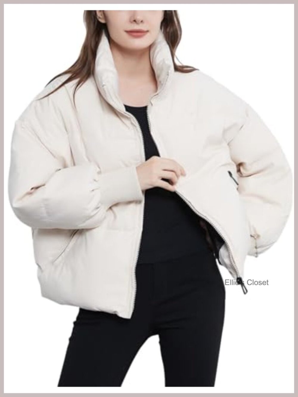 Women's Winter Cropped Quilted Puffer Jacket Warm Zip-Up Coat